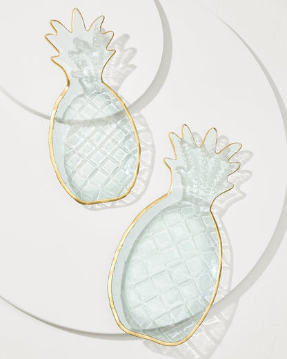 Glass Pineapple Trays — Set of 2 Clear | Tommy Bahama Smart Buy - Glass Pineapple Trays — Set of 2