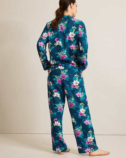 Woven Sateen Long Sleeve & Pants Pajama Set Summer Night | Tommy Bahama Great Value - Woven Sateen Long Sleeve & Pants Pajama Set