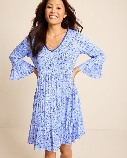 Jersey 3/4-Sleeve Short Sleep Dress Periwinkle | Tommy Bahama Top Pick - Jersey 3/4-Sleeve Short Sleep Dress