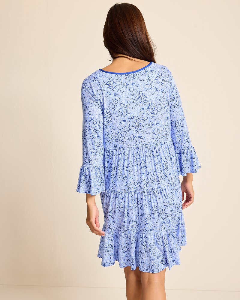 Jersey 3/4-Sleeve Short Sleep Dress Periwinkle | Tommy Bahama Top Pick - Jersey 3/4-Sleeve Short Sleep Dress
