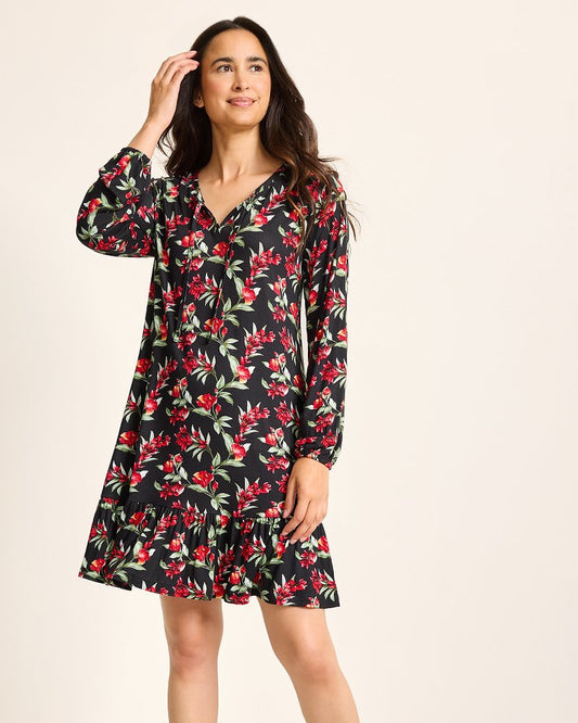 Jersey Long-Sleeve Short Sleep Dress Black Cherry | Tommy Bahama Best Price - Jersey Long-Sleeve Short Sleep Dress