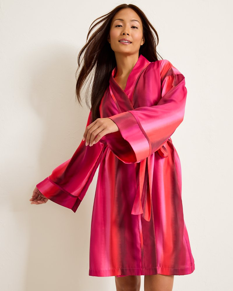 Short Satin Robe Burgundy | Tommy Bahama Best Seller - Short Satin Robe