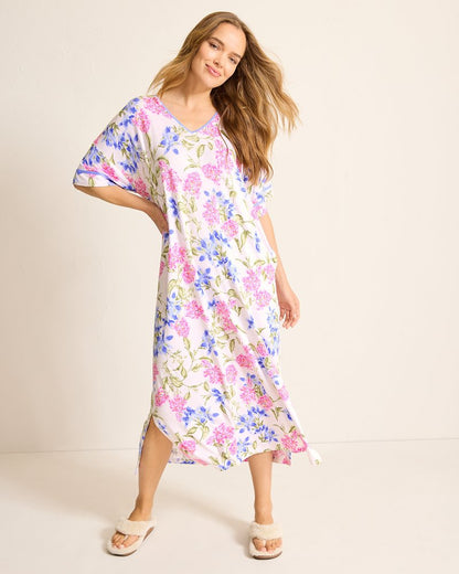 Jersey Short-Sleeve Maxi Sleep Caftan Ivory | Tommy Bahama Everyday - Jersey Short-Sleeve Maxi Sleep Caftan
