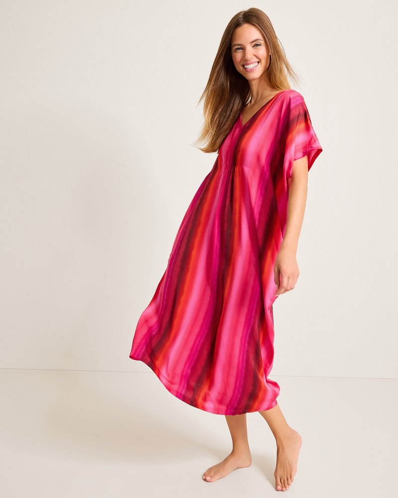 Satin Maxi Sleep Caftan Burgundy | Tommy Bahama Sale - Satin Maxi Sleep Caftan