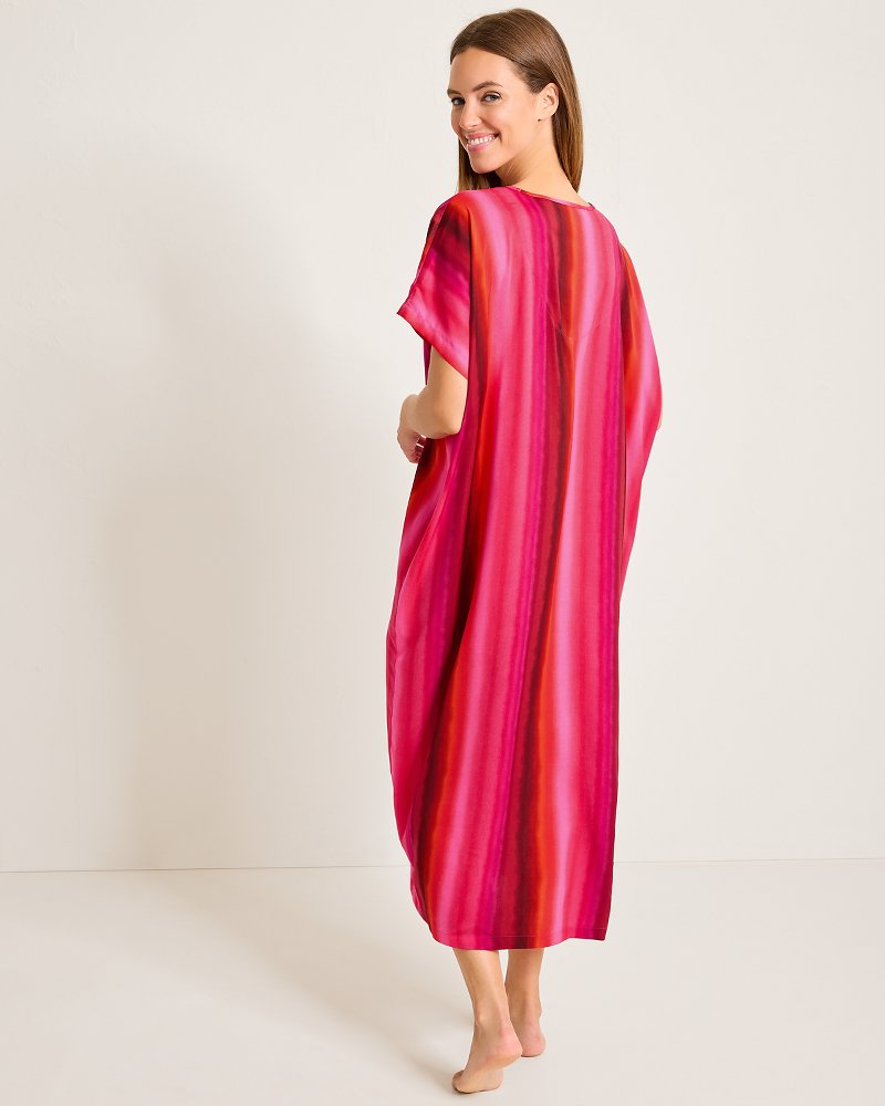 Satin Maxi Sleep Caftan Burgundy | Tommy Bahama Sale - Satin Maxi Sleep Caftan