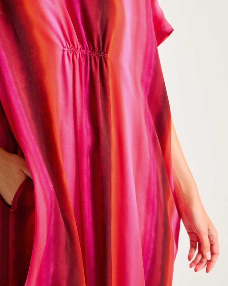 Satin Maxi Sleep Caftan Burgundy | Tommy Bahama Sale - Satin Maxi Sleep Caftan