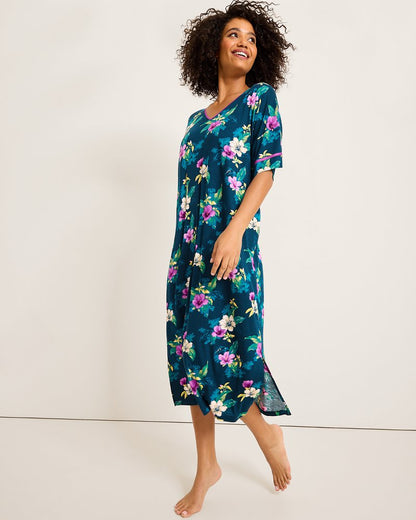 Jersey Short-Sleeve Maxi Sleep Caftan Summer Night | Tommy Bahama Discount - Jersey Short-Sleeve Maxi Sleep Caftan