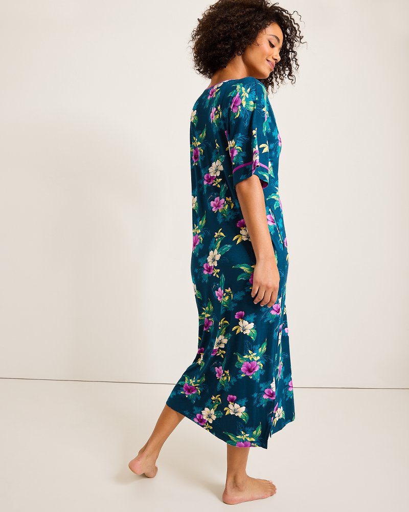Jersey Short-Sleeve Maxi Sleep Caftan Summer Night | Tommy Bahama Discount - Jersey Short-Sleeve Maxi Sleep Caftan