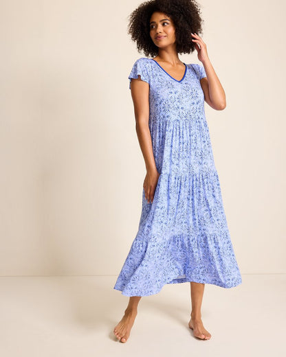 Jersey Short-Sleeve Maxi Sleep Dress Periwinkle | Tommy Bahama Popular - Jersey Short-Sleeve Maxi Sleep Dress