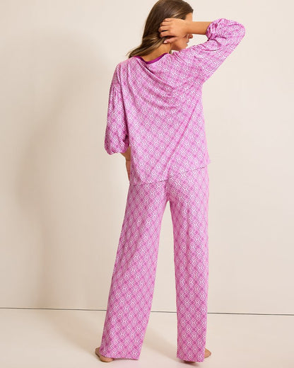 Jersey 3/4-Sleeve & Pants Pajama Set Iced Purple | Tommy Bahama Top Pick - Jersey 3/4-Sleeve & Pants Pajama Set