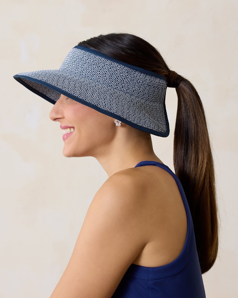 Packable Ultra-Braid Visor Navy/White Mix | Tommy Bahama Discount - Packable Ultra-Braid Visor