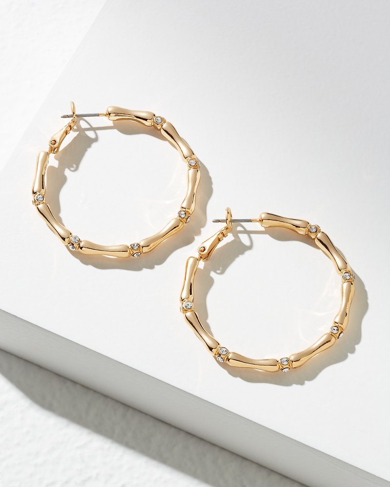 Island Essence Bamboo Hoop Earrings Gold | Tommy Bahama Signature - Island Essence Bamboo Hoop Earrings
