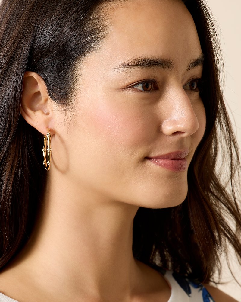 Island Essence Bamboo Hoop Earrings Gold | Tommy Bahama Signature - Island Essence Bamboo Hoop Earrings